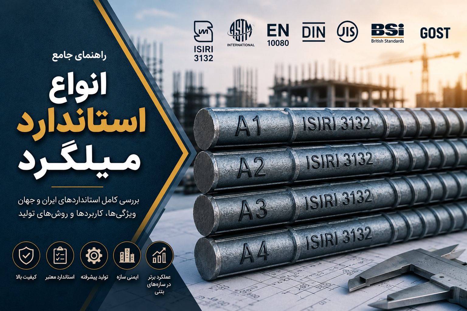 انواع استاندارد میلگرد